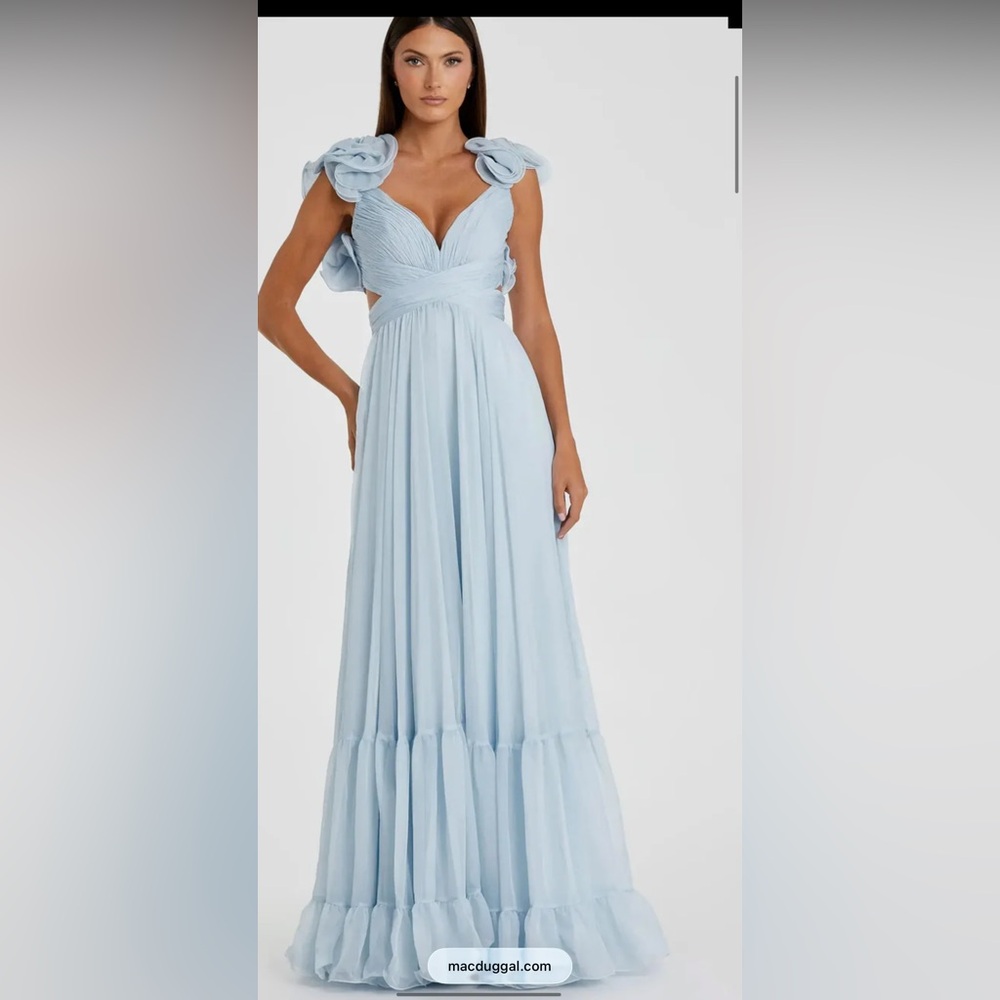Mac Duggal Light Blue Ruffle Dress - Picture 2 of 3